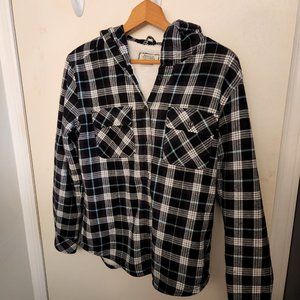 Boston Traders Sherpa Lined Flannel Hoodie - S